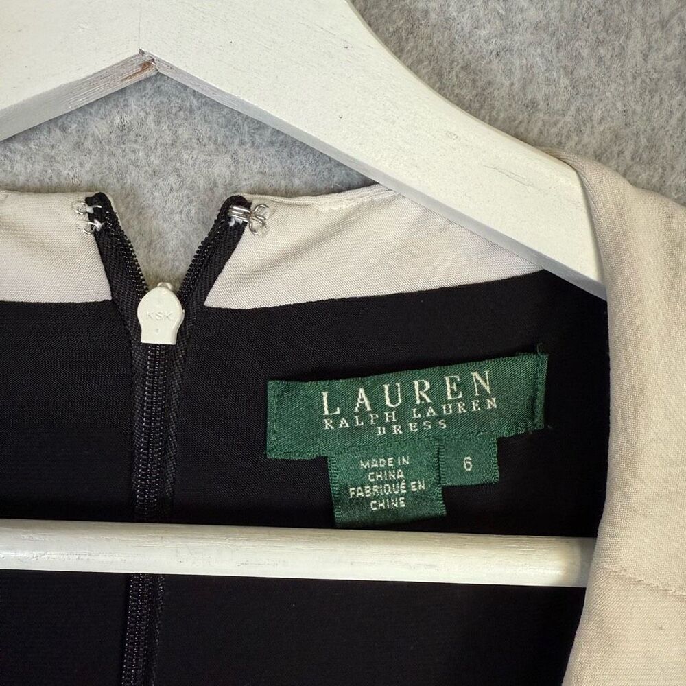 Lauren Ralph Lauren Dress Women's 6 Black 3/4 Sleeve A Line Knee Length Dress - Picture 2 of 8